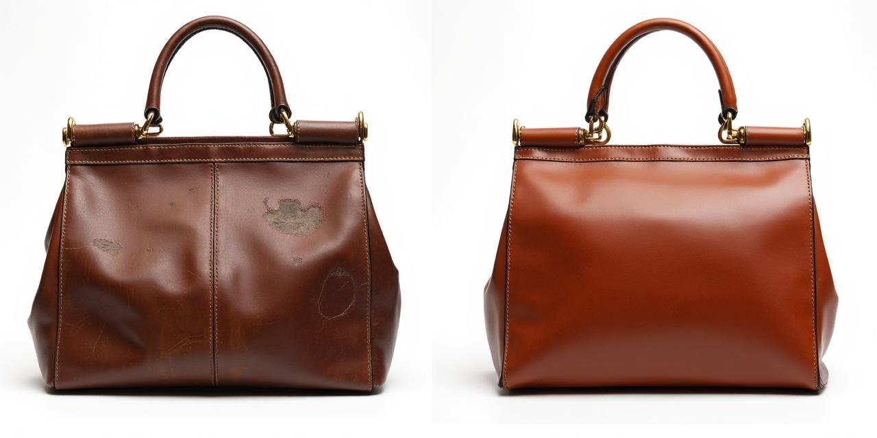 Before and after bag restoration comparison