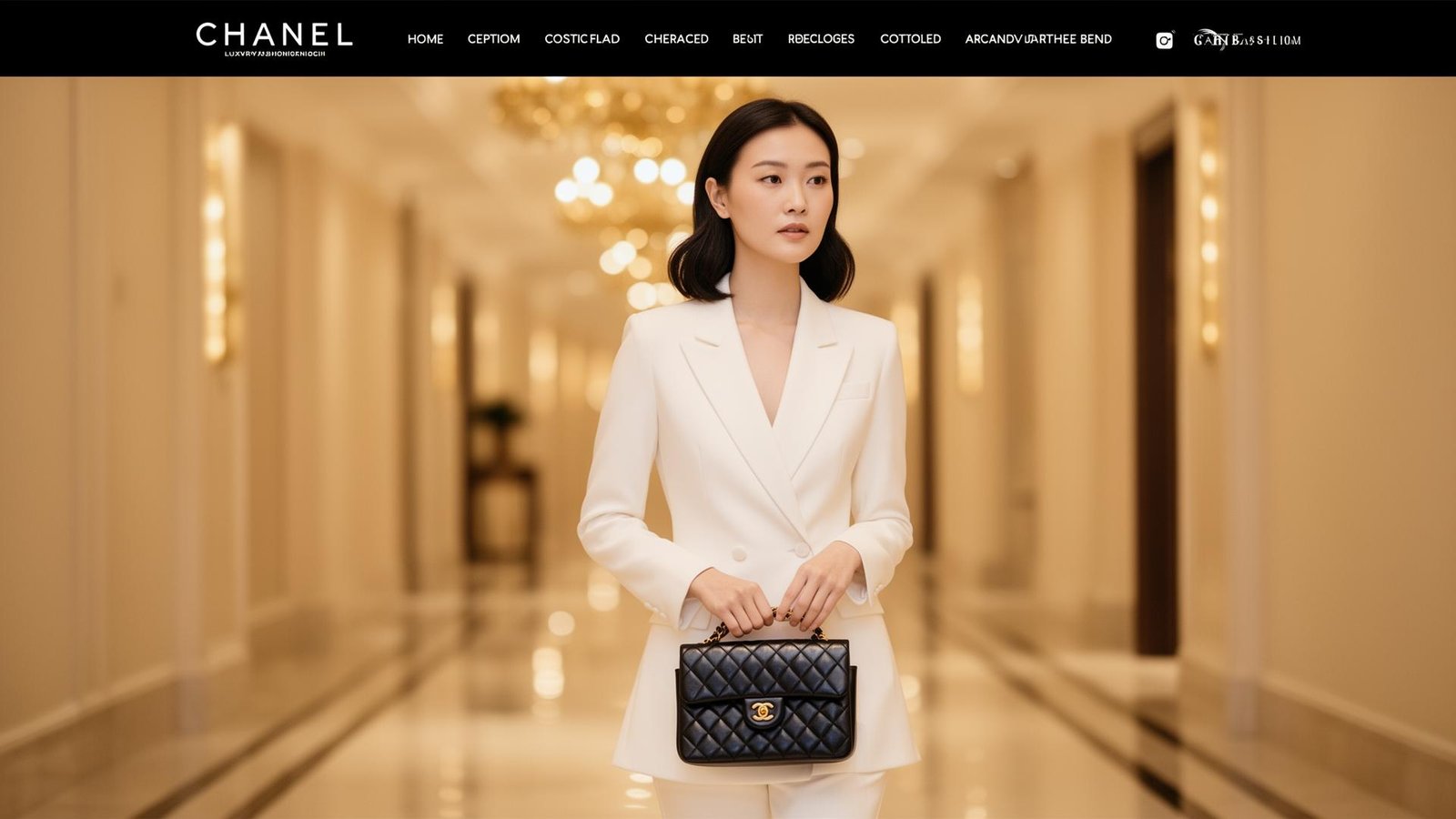 Elegant woman with vintage Chanel Classic Flap bag